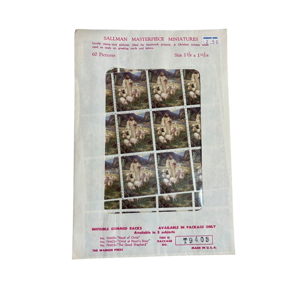 Vintage Sallman Masterpiece Miniatures The Good Shepherd Jesus Stamps T9403 60ct